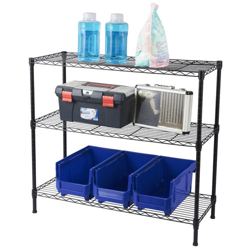 Rebrilliant 3Tier Heavy Duty Adjustable Shelving Unit Black & Reviews